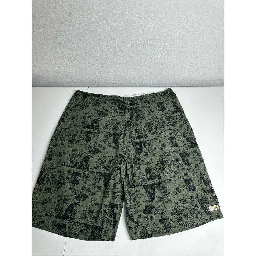 Gotcha Men’s Cargo Cotton Shorts Green Black Size 38W 11” inseam